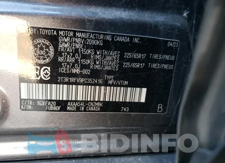 2T3R1RFV9PC352416 Photo# 13