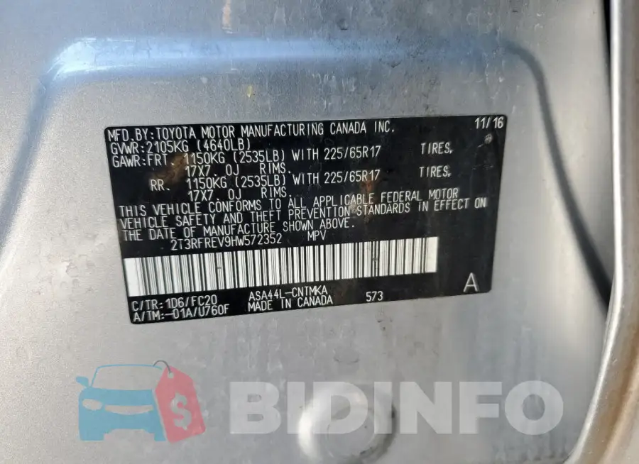 2T3RFREV9HW572352 Photo# 13