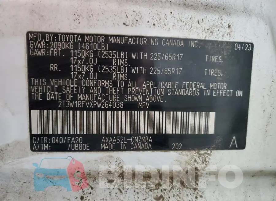 2T3W1RFVXPW264038 Photo# 14
