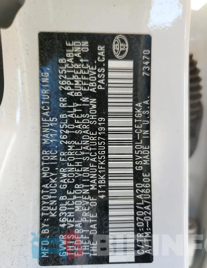 4T1BK1FK5GU571919 Photo# 13