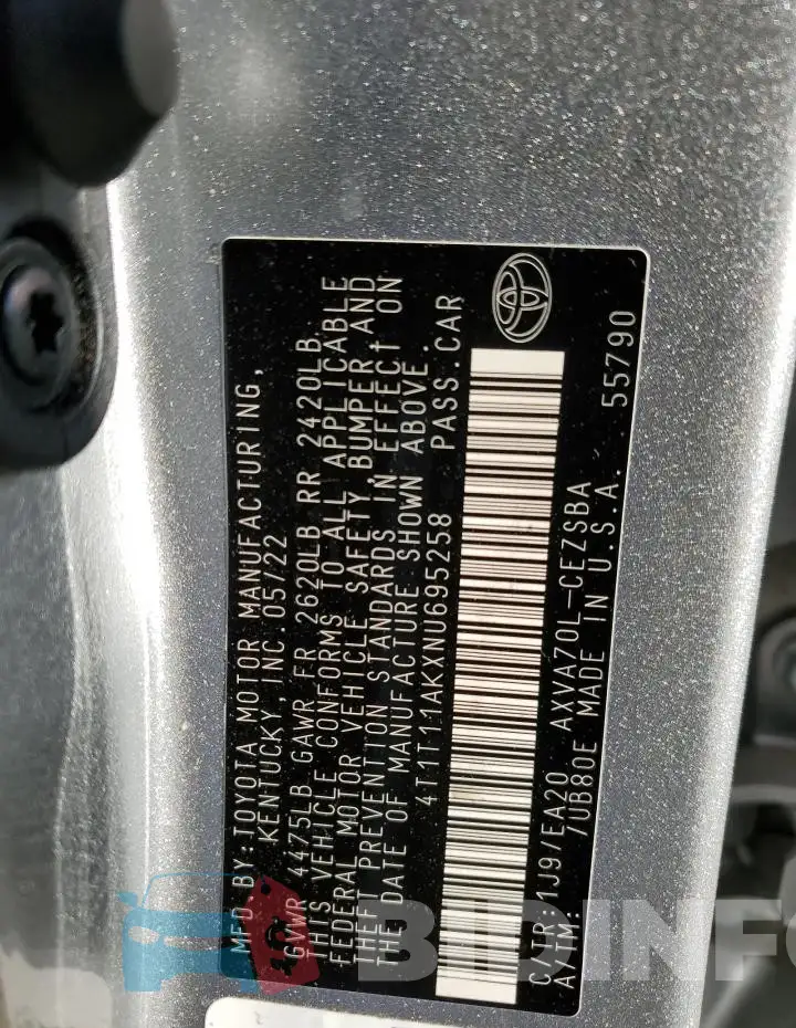 4T1T11AKXNU695258 Photo# 12