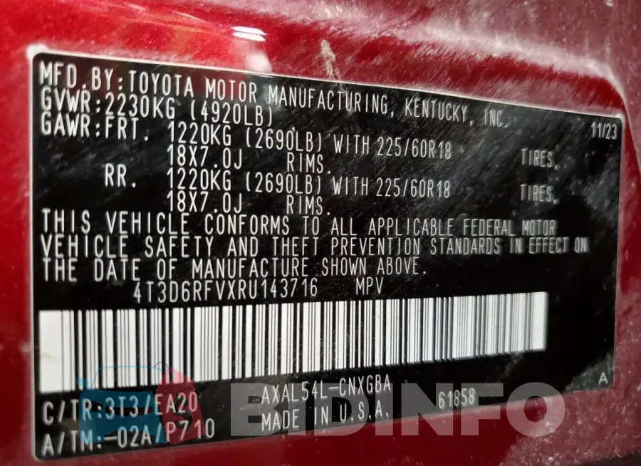 4T3D6RFVXRU143716 Photo# 14