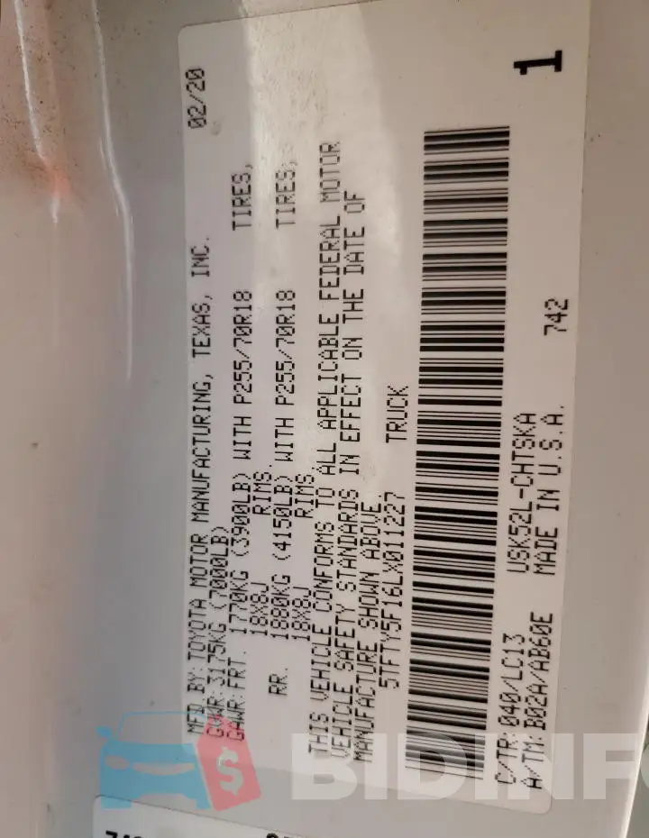 5TFTY5F16LX011227 Photo# 12