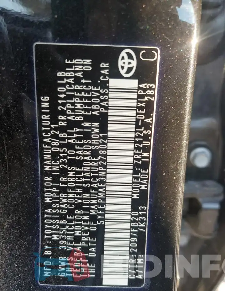 5YFEPMAE3NP278021 Photo# 13