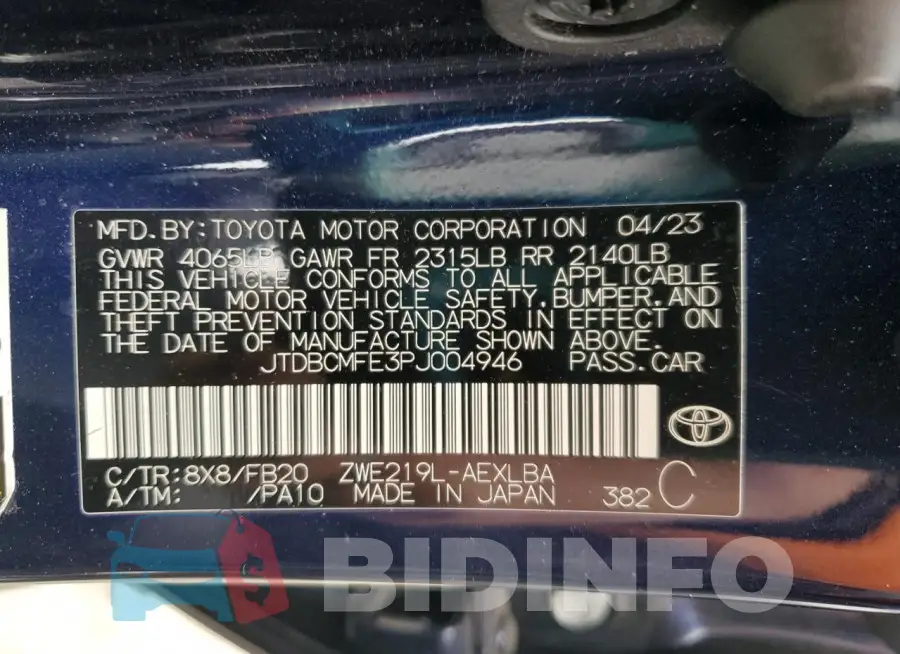 JTDBCMFE3PJ004946 Photo# 13