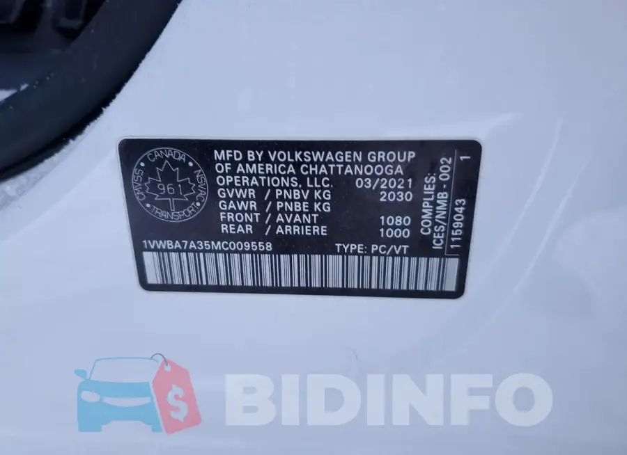1VWBA7A35MC009558 Photo# 13