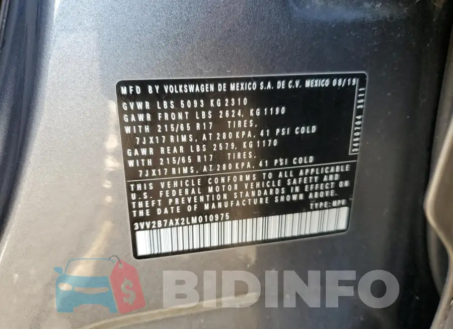3VV2B7AX2LM010975 Photo# 13