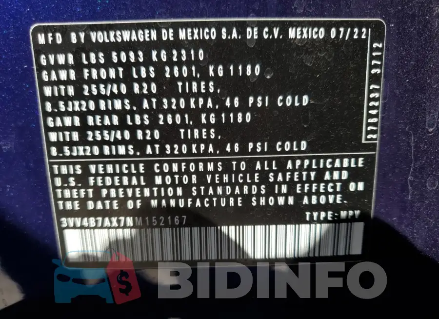 3VV4B7AX7NM152167 Photo# 13
