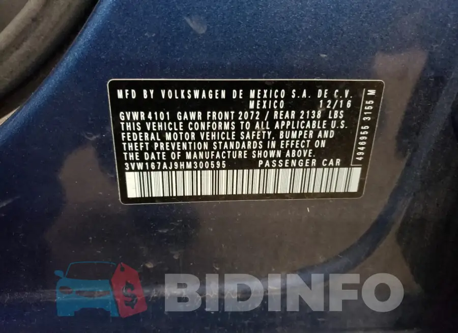 3VW167AJ9HM300595 Photo# 12