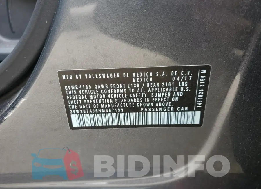 3VW2B7AJ6HM367199 Photo# 12