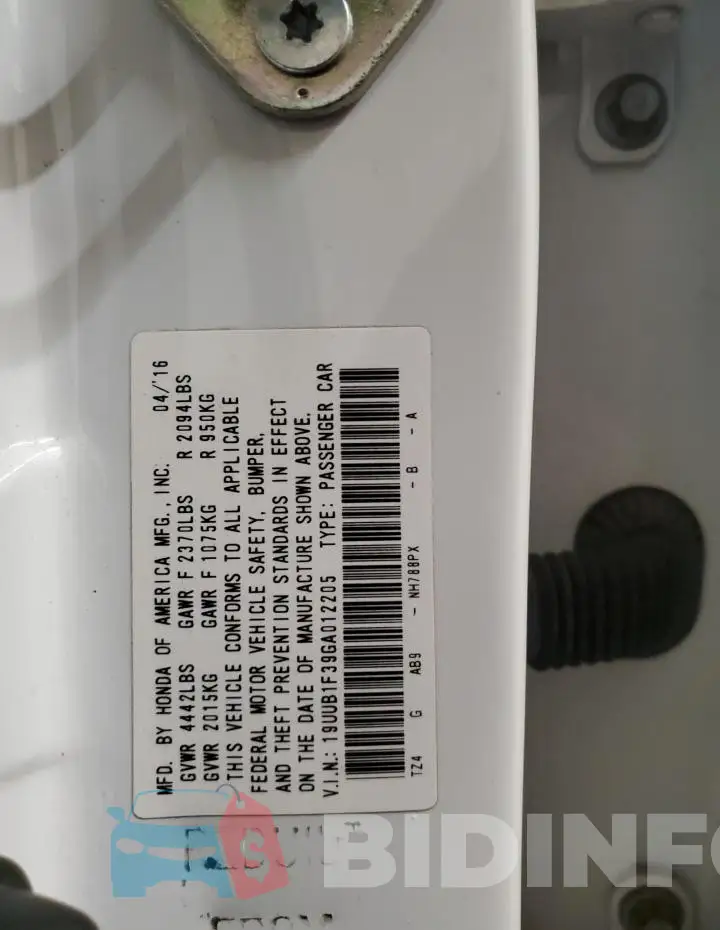 19UUB1F39GA012205 Photo# 12