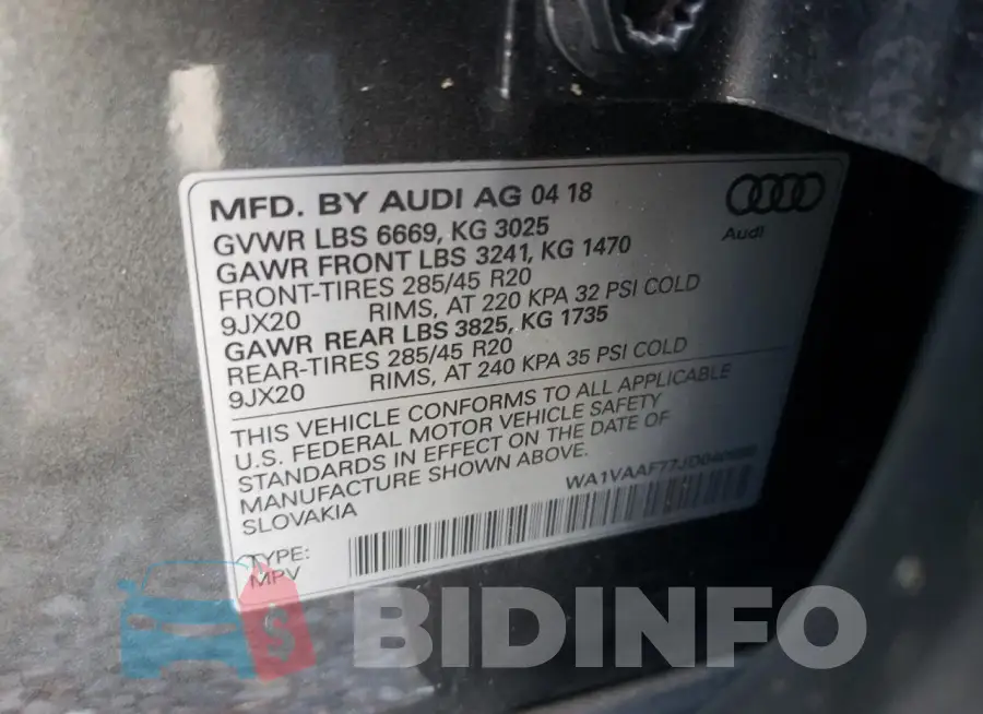WA1VAAF77JD040688 Photo# 14