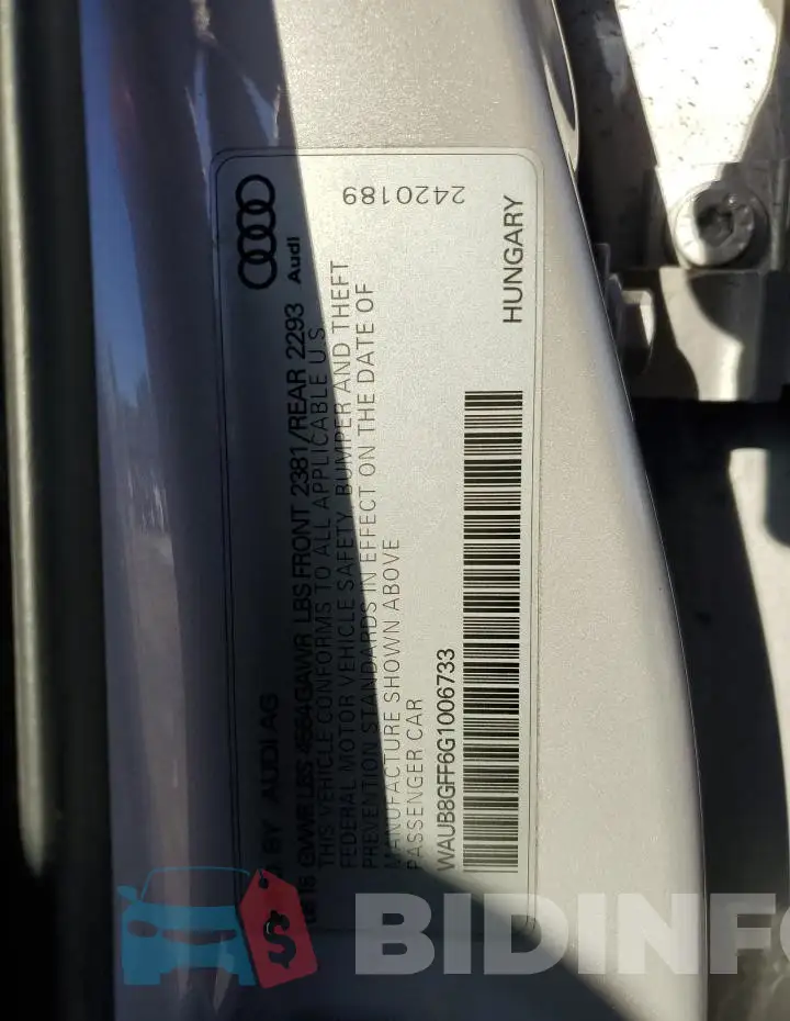 WAUB8GFF6G1006733 Photo# 12