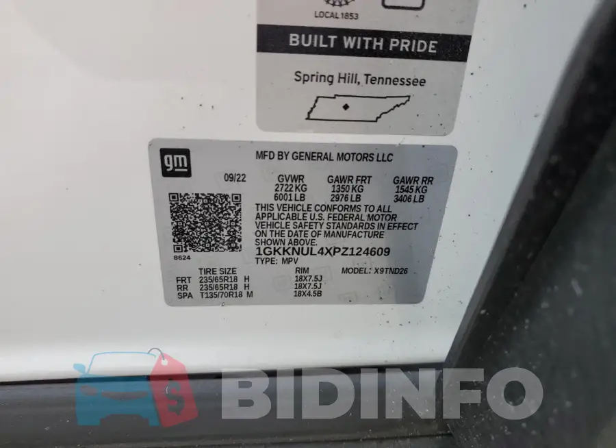 1GKKNUL4XPZ124609 Photo# 13