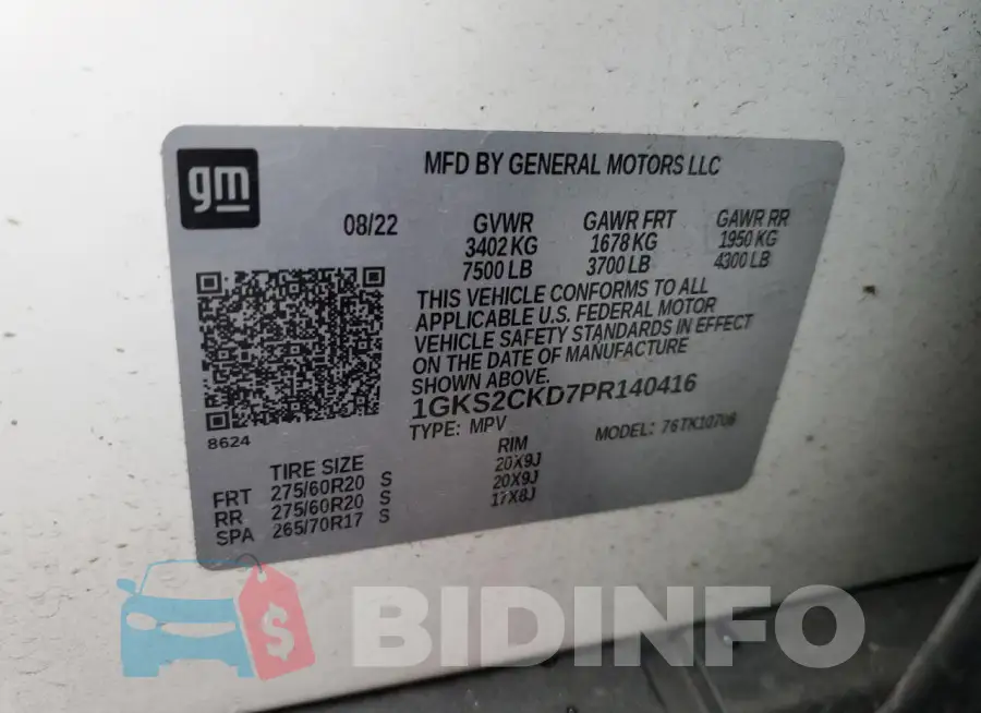 1GKS2CKD7PR140416 Photo# 13