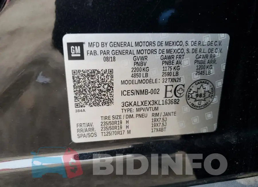 3GKALXEX3KL163682 Photo# 13