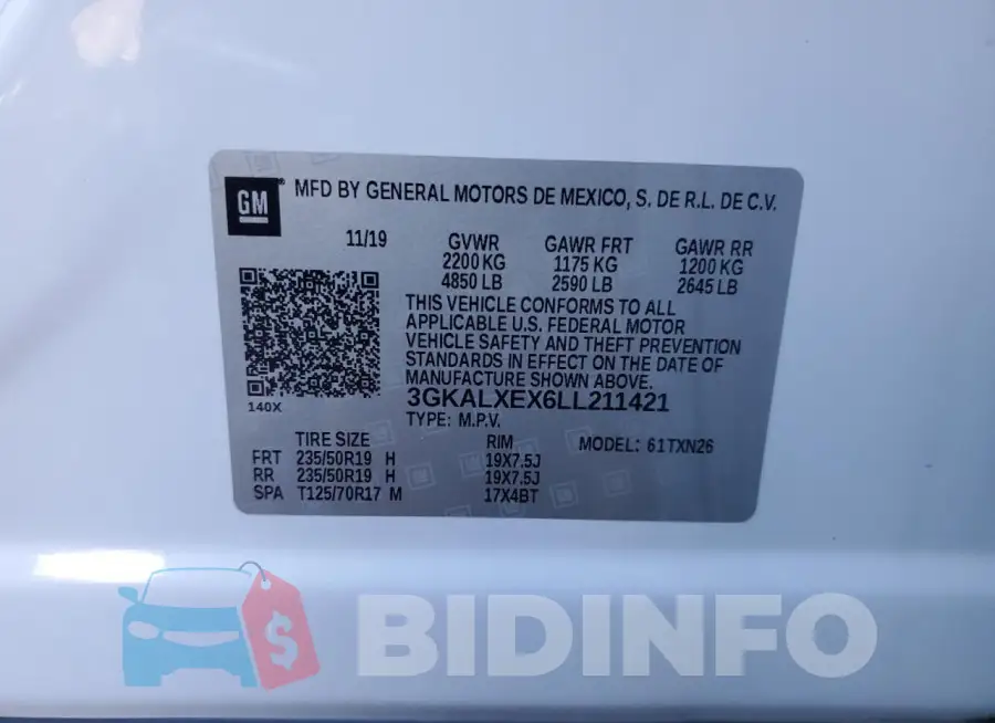 3GKALXEX6LL211421 Photo# 13