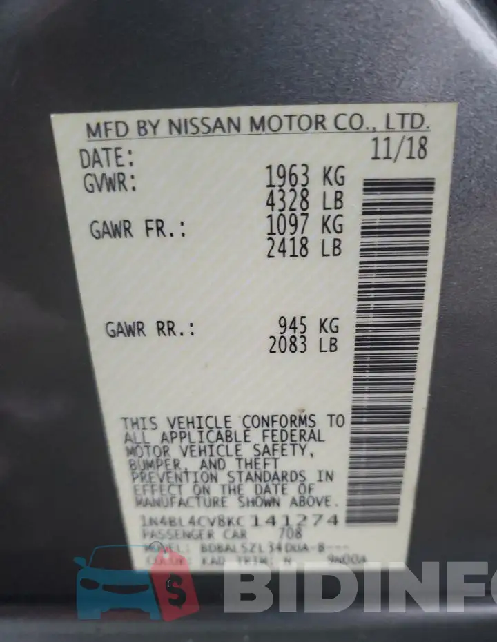1N4BL4CV8KC141274 Photo# 12