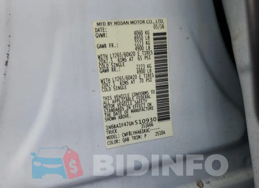 1N6BA1F47GN510930 Photo# 12