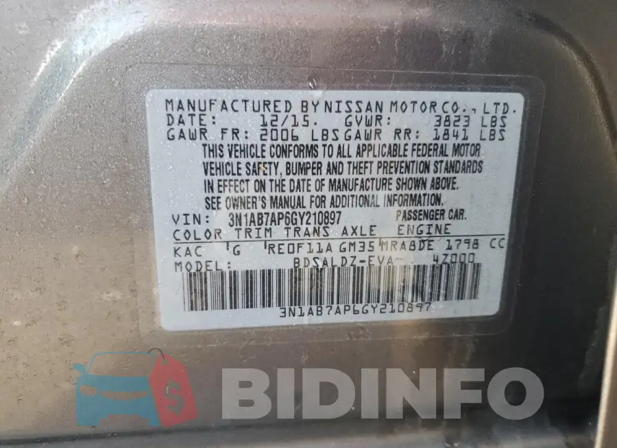 3N1AB7AP6GY210897 Photo# 12