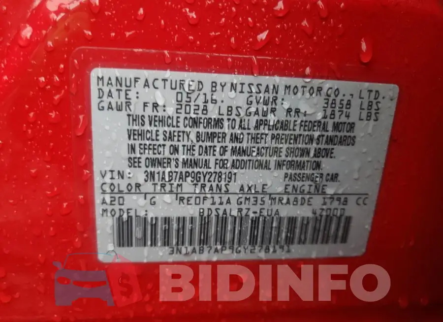 3N1AB7AP9GY278191 Photo# 13