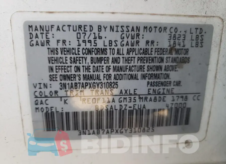 3N1AB7APXGY310825 Photo# 12