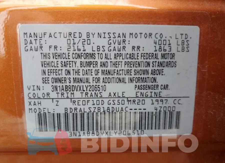 3N1AB8DVXLY206510 Photo# 12