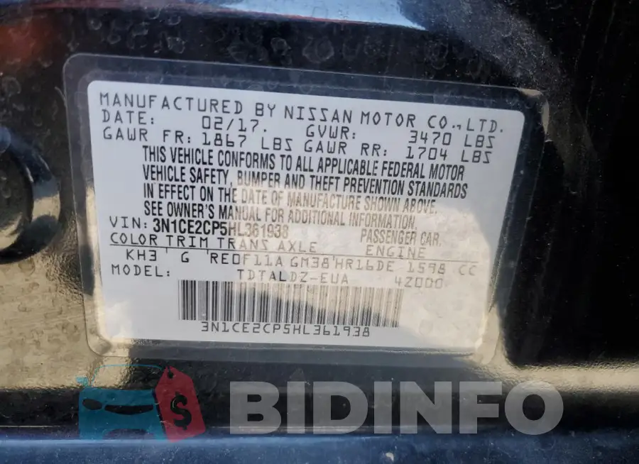 3N1CE2CP5HL361938 Photo# 12