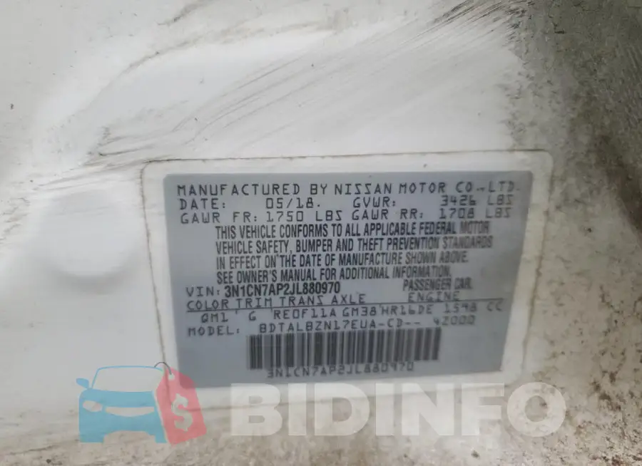 3N1CN7AP2JL880970 Photo# 12