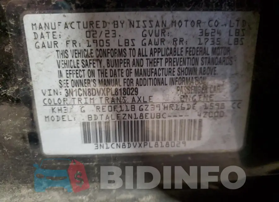 3N1CN8DVXPL818029 Photo# 12