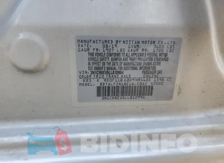 3N1CN8EV5LL810994 Photo# 12
