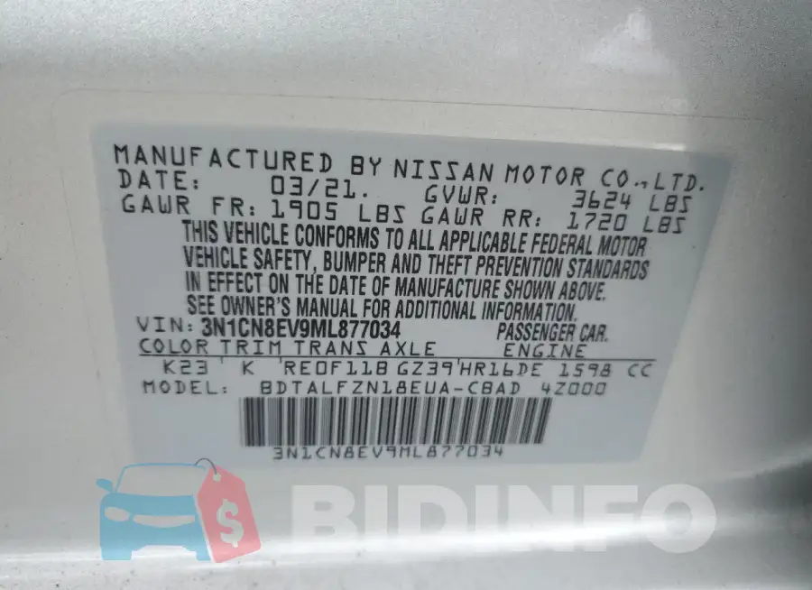3N1CN8EV9ML877034 Photo# 12