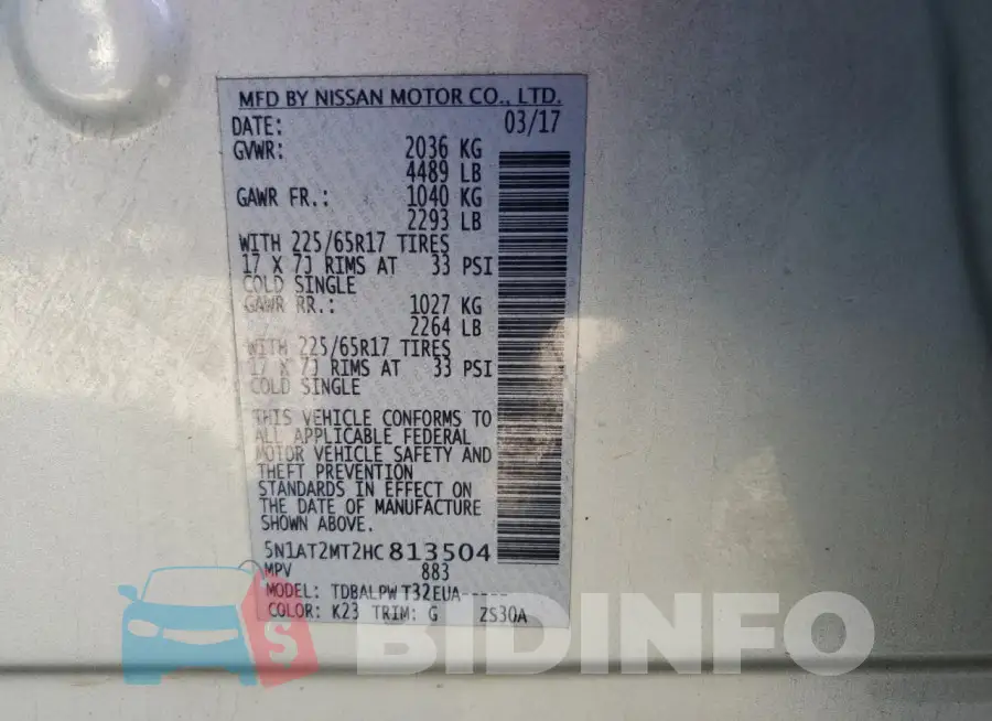 5N1AT2MT2HC813504 Photo# 14