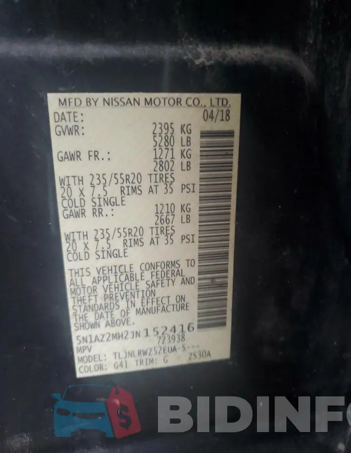 5N1AZ2MH2JN152416 Photo# 13