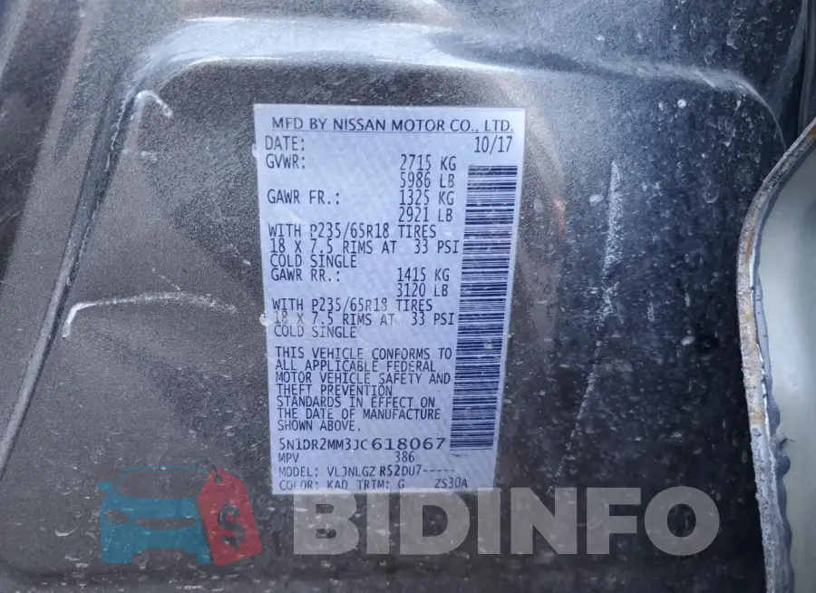 5N1DR2MM3JC618067 Photo# 13