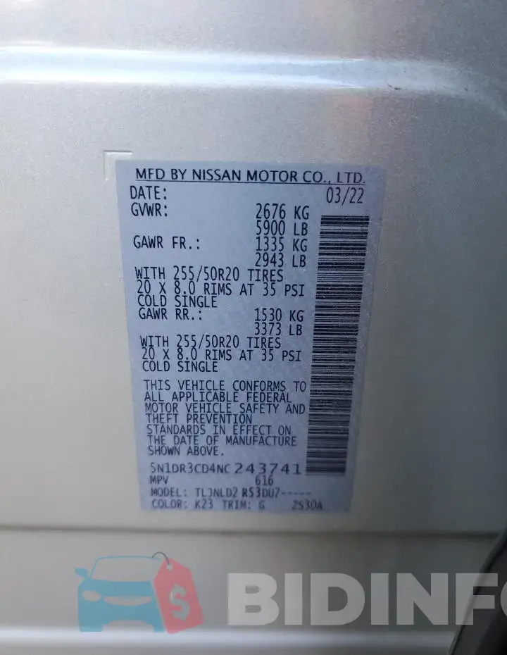 5N1DR3CD4NC243741 Photo# 12