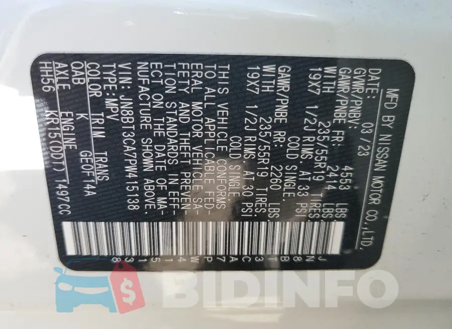 JN8BT3CA7PW415138 Photo# 14