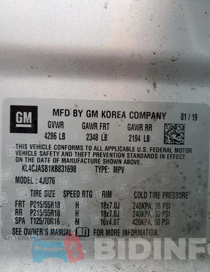 KL4CJASB1KB831698 Photo# 13