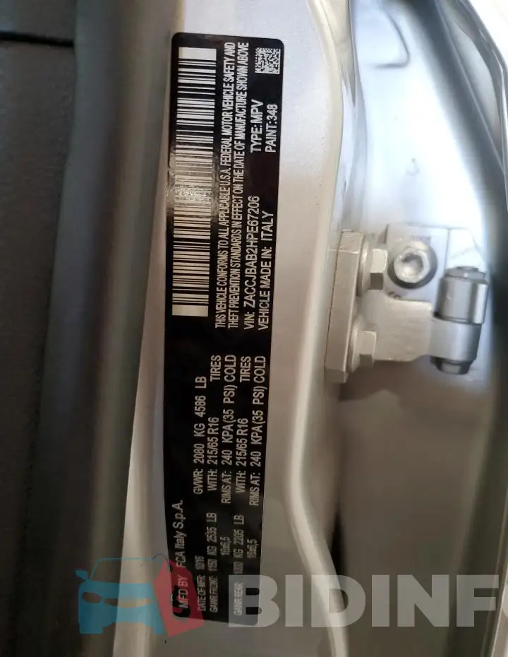 ZACCJBAB2HPE67206 Photo# 13