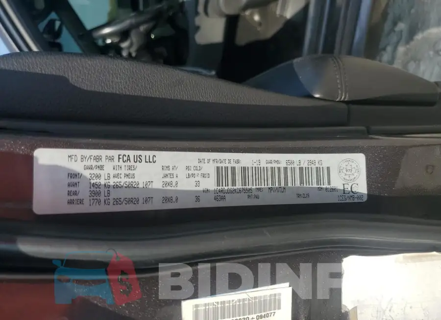 1C4RDJDG2KC675505 Photo# 13