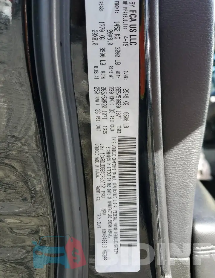1C4RDJDG6KC765112 Photo# 13