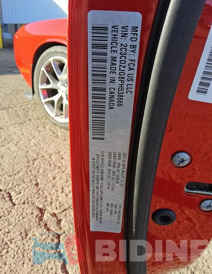 2C3CDZJG8PH538666 Photo# 12