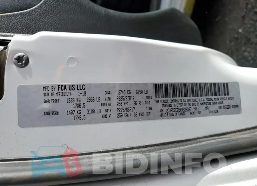 2C4RDGEG5KR622337 Photo# 14
