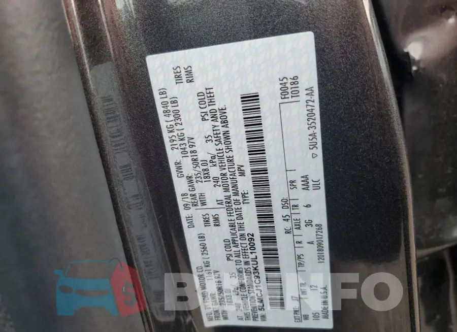 5LMCJ1C93KUL10092 Photo# 13