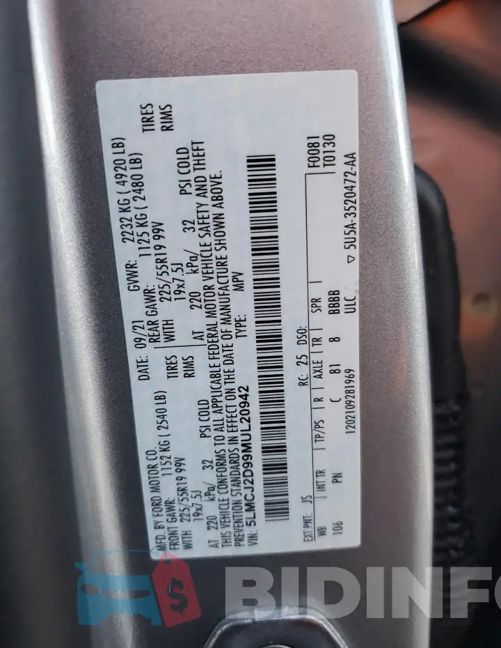 5LMCJ2D99MUL20942 Photo# 13