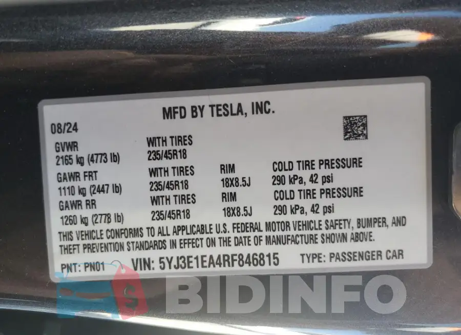 5YJ3E1EA4RF846815 Photo# 12