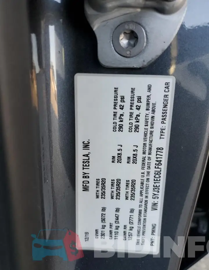 5YJ3E1EC6LF641778 Photo# 12