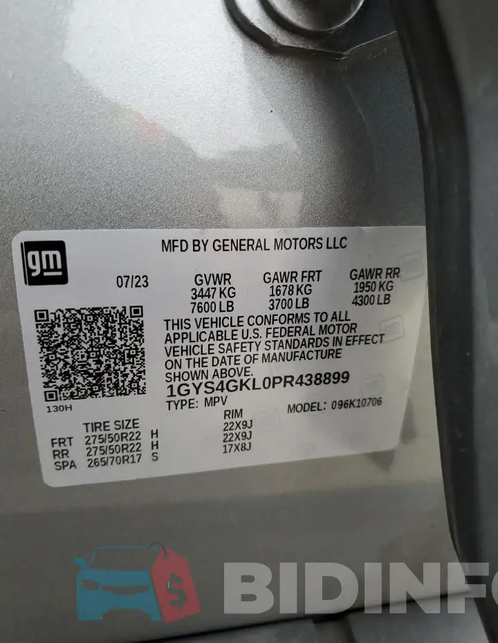 1GYS4GKL0PR438899 Photo# 14
