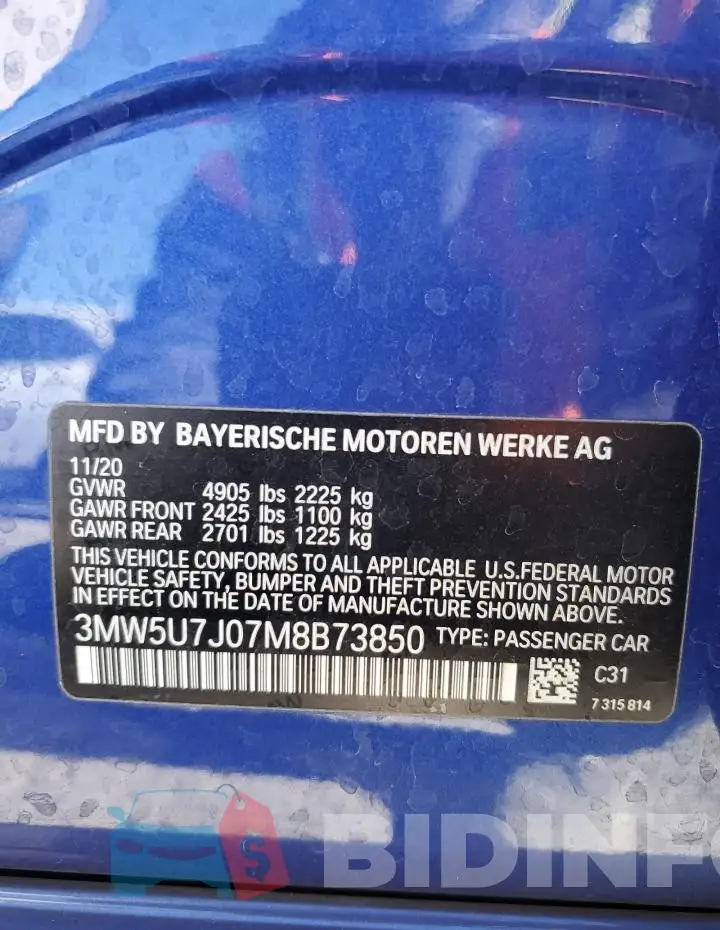 3MW5U7J07M8B73850 Photo# 13