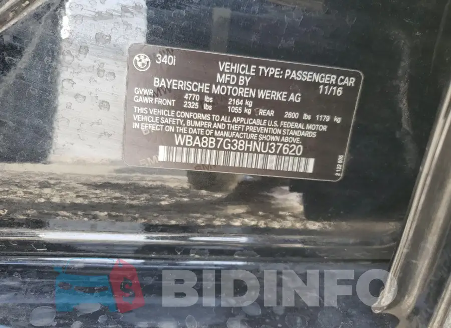 WBA8B7G38HNU37620 Photo# 12